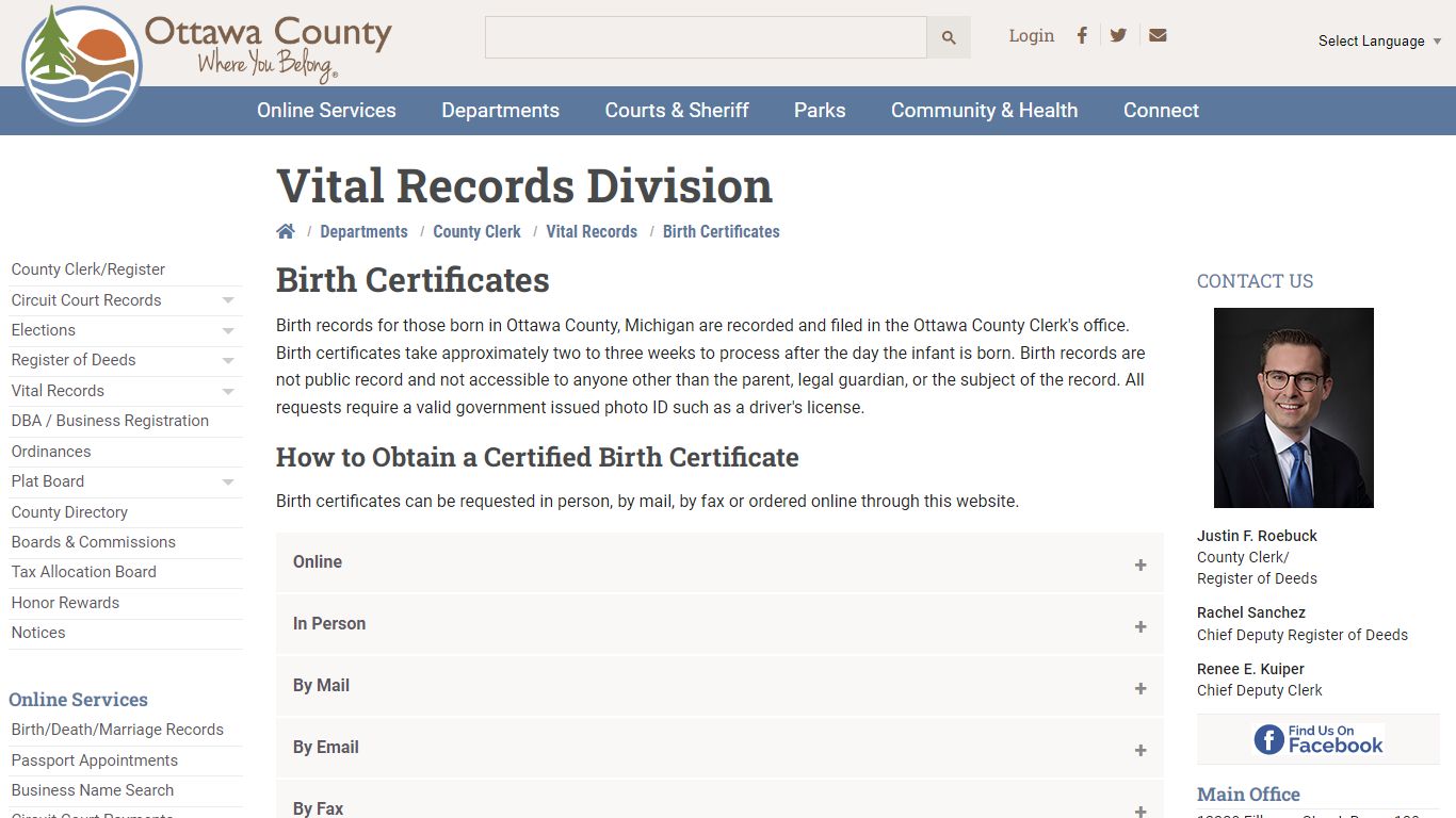 Birth Certificates - Ottawa County, Michigan